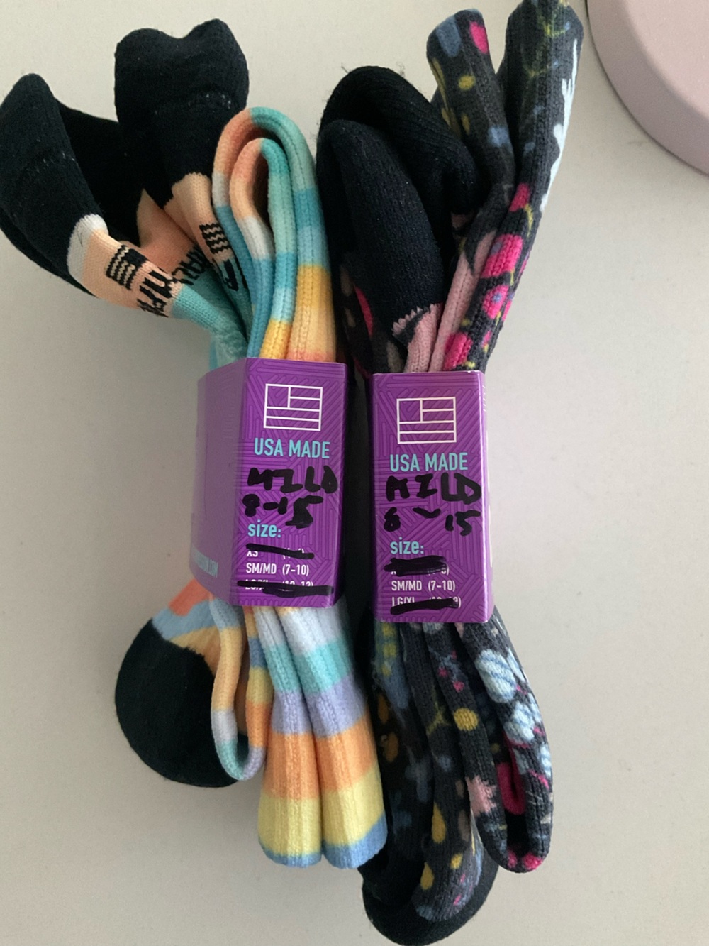 NWT Crazy Compression Socks Lot of TWO Floral Striped SMALL MEDIUM - Picture 3 of 6